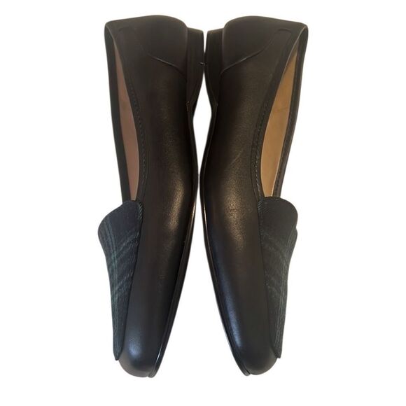 Bandolino Liberty Black Leather Green Plaid Slip On Flats Size 8.5 - Picture 5 of 8